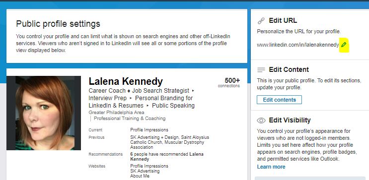 Edit public settings on LinkedIn